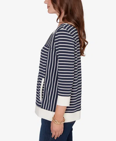 Ruby Rd. Petite Striped Popover Pocket Top In Multi