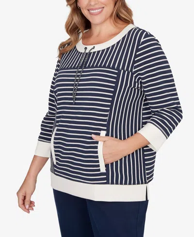 Ruby Rd. Plus Size Striped Popover Pocket Top In Multi