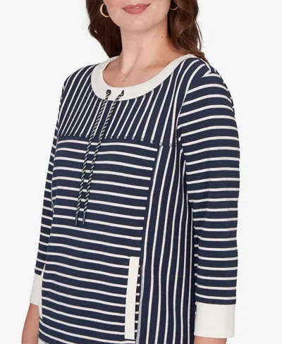 Ruby Rd. Petite Striped Popover Pocket Top In Multi