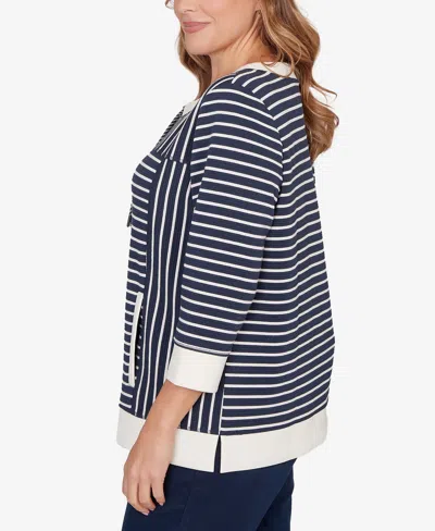 Ruby Rd. Plus Size Striped Popover Pocket Top In Multi