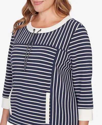 Ruby Rd. Plus Size Striped Popover Pocket Top In Multi