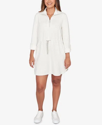 Ruby Rd. Petite Flecked Ultra Knit Sneaker Dress In White