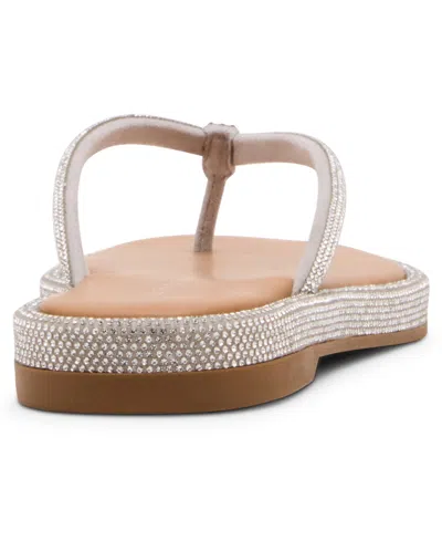 Madden Girl Women's Aaliyah Rhinestone Thong Flat Sandals In Gray