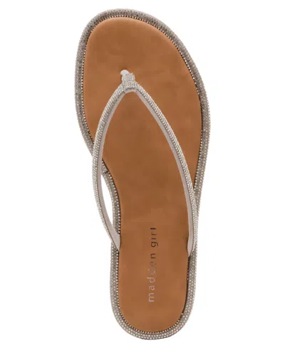 Madden Girl Women's Aaliyah Rhinestone Thong Flat Sandals In Gray