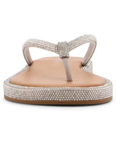 Madden Girl Women's Aaliyah Rhinestone Thong Flat Sandals In Gray