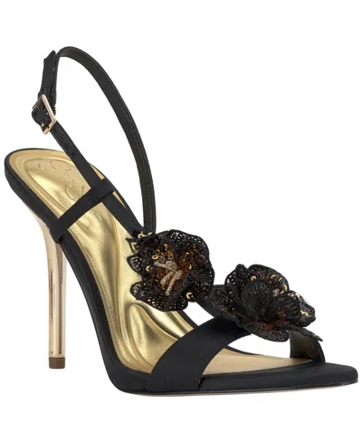 Jessica Simpson Women's Nivory Sequin Flowers Stiletto Sandals In Black