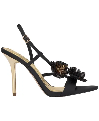 Jessica Simpson Women's Nivory Sequin Flowers Stiletto Sandals In Black