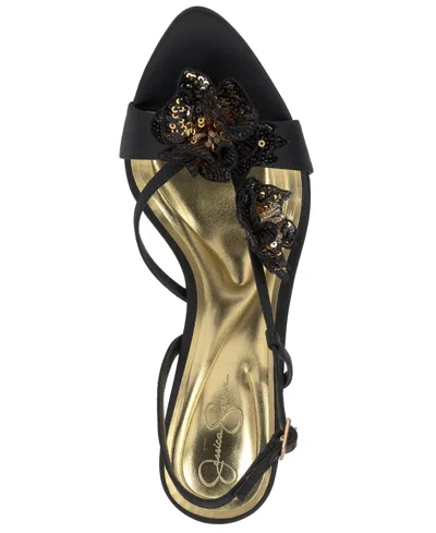 Jessica Simpson Women's Nivory Sequin Flowers Stiletto Sandals In Black
