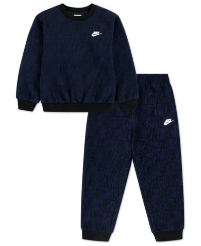 Nike Boys' 4-7 Novelty Crewneck Sweatshirt And Pants, 2-piece Set In Black