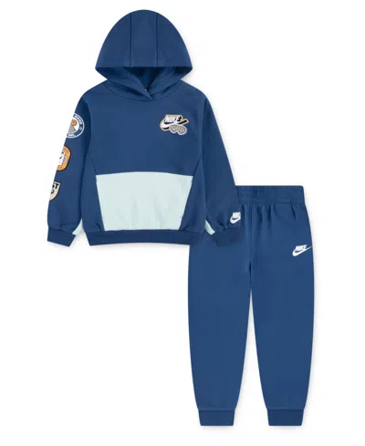 Nike Kids' Fleece Hoodie & Joggers Set In Blue