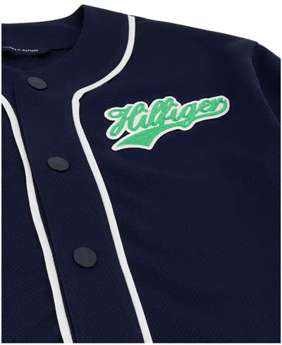 Tommy Hilfiger Boys' 2t-7 V-neck Baseball Jersey In Blue