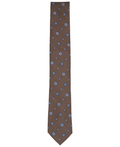 Bar Iii Men's Admiral Neat Floral Print Tie, Macy's Exclusive In Brown