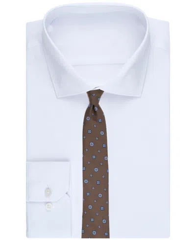 Bar Iii Men's Admiral Neat Floral Print Tie, Macy's Exclusive In Brown