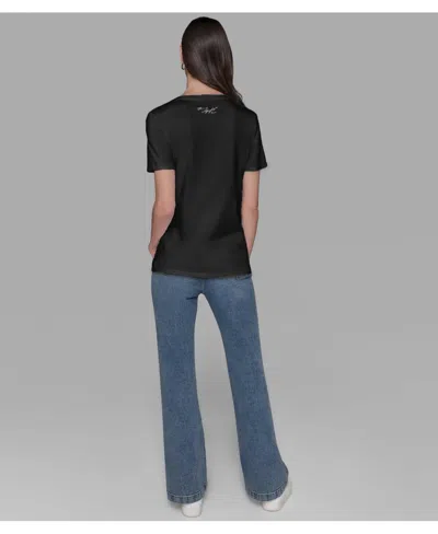 Karl Lagerfeld Women's Crewneck Embellished Perfume Bottle T-shirt In Black