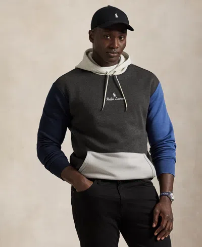 Polo Ralph Lauren Men's Big & Tall Long-sleeve Logo Double-knit Hoodie In Black