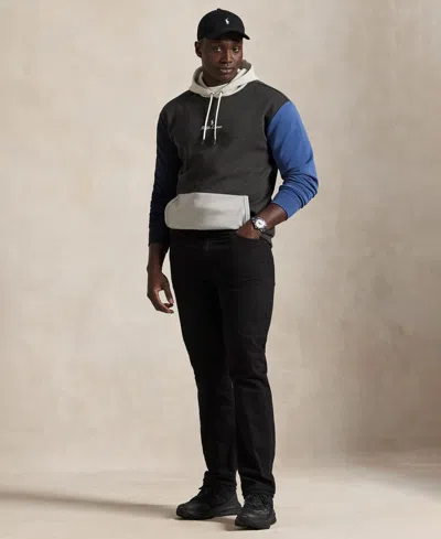 Polo Ralph Lauren Men's Big & Tall Long-sleeve Logo Double-knit Hoodie In Black