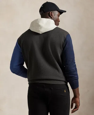 Polo Ralph Lauren Men's Big & Tall Long-sleeve Logo Double-knit Hoodie In Black