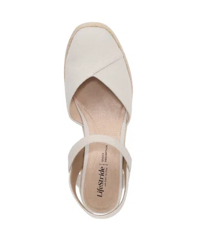 Lifestride Pilar Slingback Espadrille Platform Wedge Sandal In White