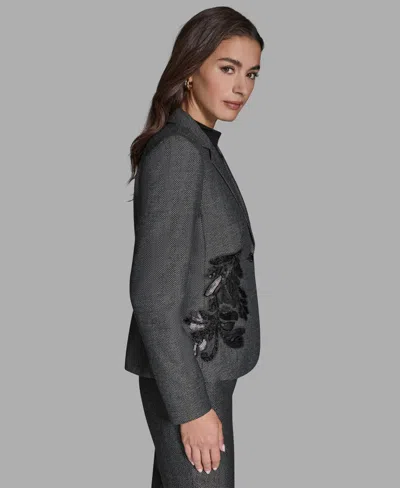 Bcbg Women's Novelty Notch Collar One-button Jacket In Black