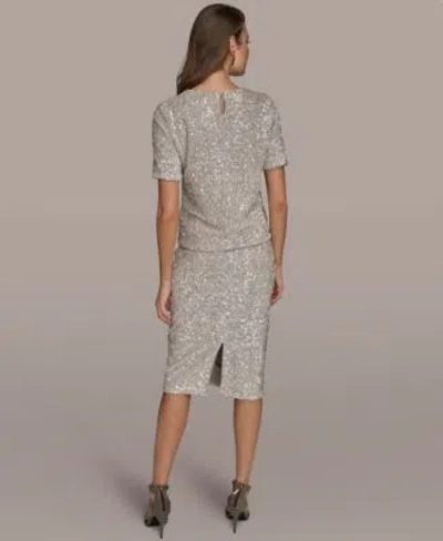 Donna Karan Womens Sequin Detail Top Sequin Detail Midi Skirt In Gray