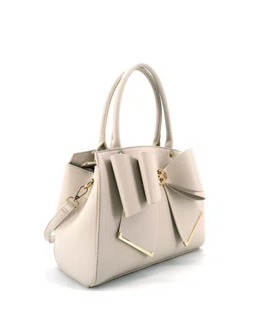 Like Dreams Grace Bowtie Top Handle Medium Satchel Bag In White