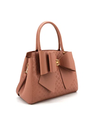 Like Dreams Royal Cross-elegance Bow Medium Satchel Bag In Brown