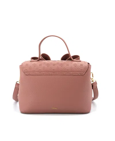 Like Dreams Noble Cross-bow Embossed Small Satchel Bag In Brown