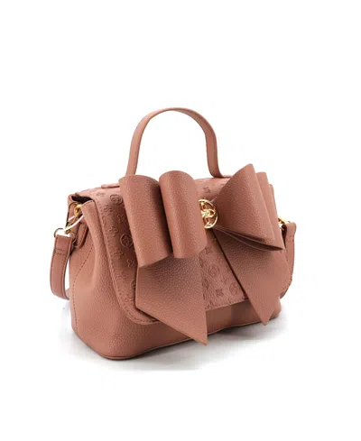 Like Dreams Noble Cross-bow Embossed Small Satchel Bag In Brown