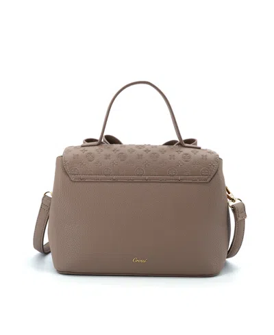 Like Dreams Noble Cross-bow Embossed Small Satchel Bag In Brown