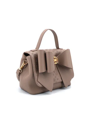 Like Dreams Noble Cross-bow Embossed Small Satchel Bag In Brown