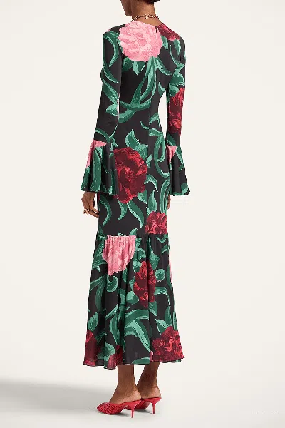 La Doublej La Double J Alba Floral-print Stretch-jersey Midi Dress In Multi