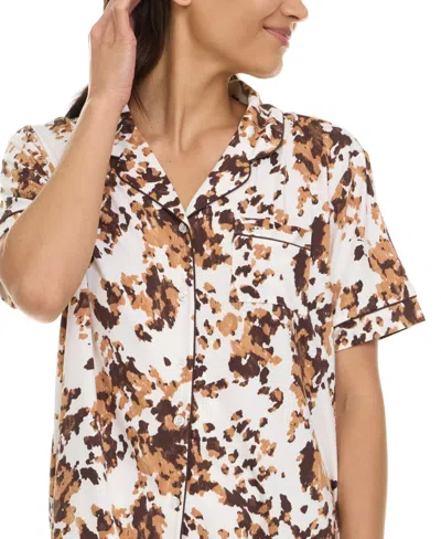 Flora By Flora Nikrooz Women's Gabriella Printed Notch Collar And Long Pant Set In Multi