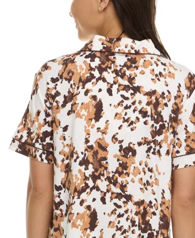 Flora By Flora Nikrooz Women's Gabriella Printed Notch Collar And Long Pant Set In Multi