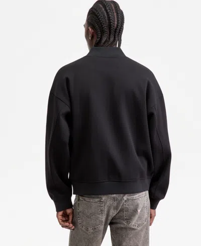 Guess Men's Logo Patch Bomber Sweatshirt In Black