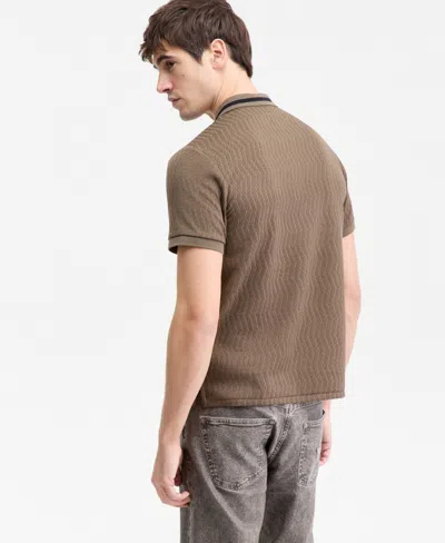 Guess Men's Morales Quarter-zip Knit Polo Shirt In Brown