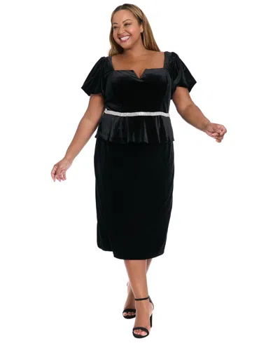 Muse Plus Size Square Notch Neck Top In Black
