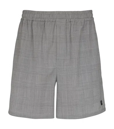 Balmain Prince-of-wales-pattern Wool Shorts In Gray
