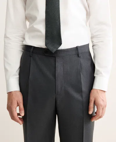 Mango Men's Italian Virgin Wool Flannel Suit Pants In Black