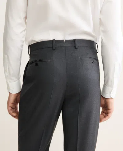 Mango Men's Italian Virgin Wool Flannel Suit Pants In Black