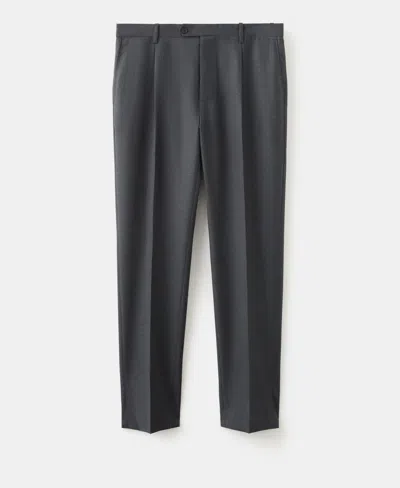 Mango Men's Italian Virgin Wool Flannel Suit Pants In Black