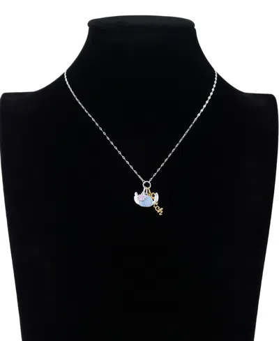 Disney Cubic Zirconia Stitch Charm Pendant Necklace In Silver