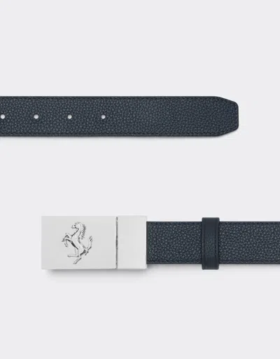 Ferrari Reversible Leather Belt In Blue
