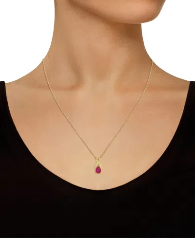 Macy's Gemstone And Diamond Accent Pendant Necklace In 10k White Gold (also In 10k Yellow Gold) In Gold
