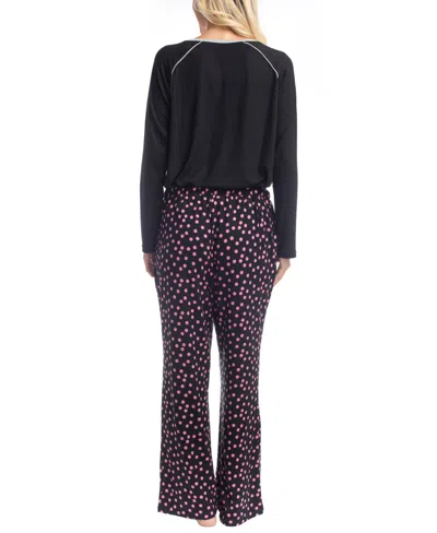 Goodnight Kiss Cherry Merry Henley Pj Set In Black