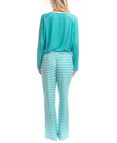 Goodnight Kiss Cherry Merry Henley Pj Set In Blue