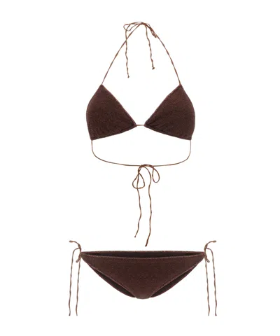 Oseree Oséree Lumière Triangle Bikini Set In Brown