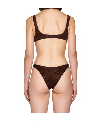 Oseree Oséree Lumiere Shimmer Bikini Set In Brown