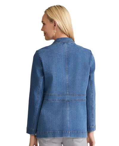 Jones New York Petite 2 Button Collared Jacket In Blue