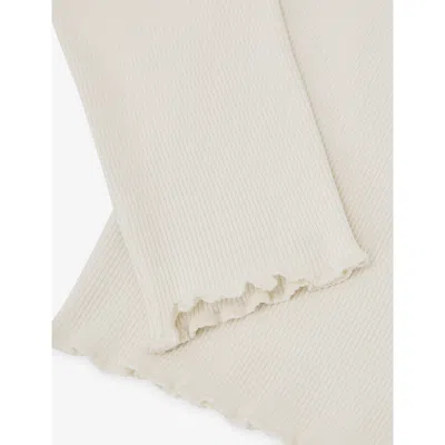 Reiss Ecru Brittany Lettuce-trim Stretch-cotton Top 9 In Neutral