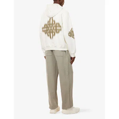 The Couture Club Mens Khaki Motion Blurred-emblem Cotton-jersey Hoodie In White